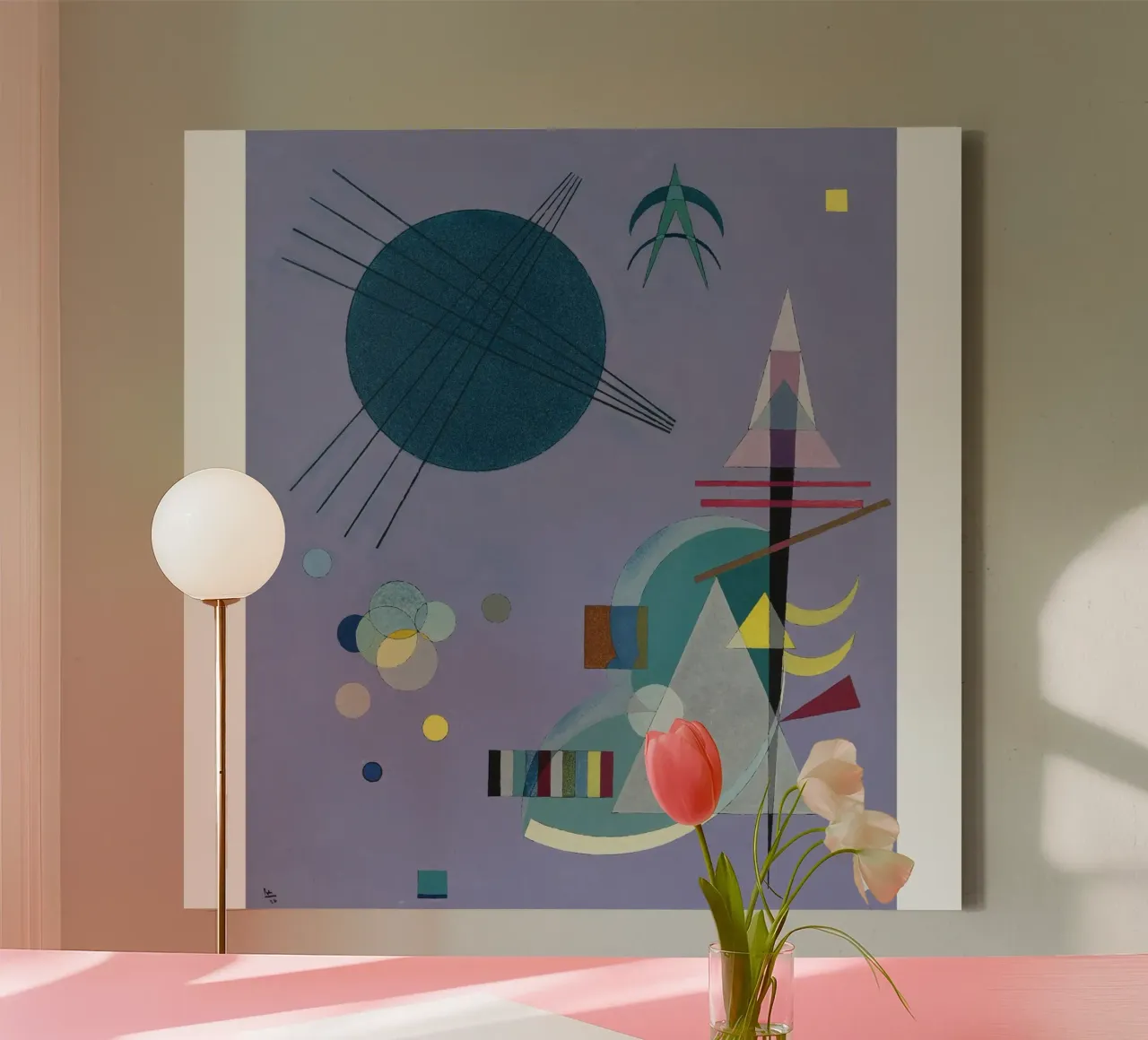 Wassily Kandinsky - Violetgroen- Abstracte Kunst canvas met Baklijst van Aesthetic Muse