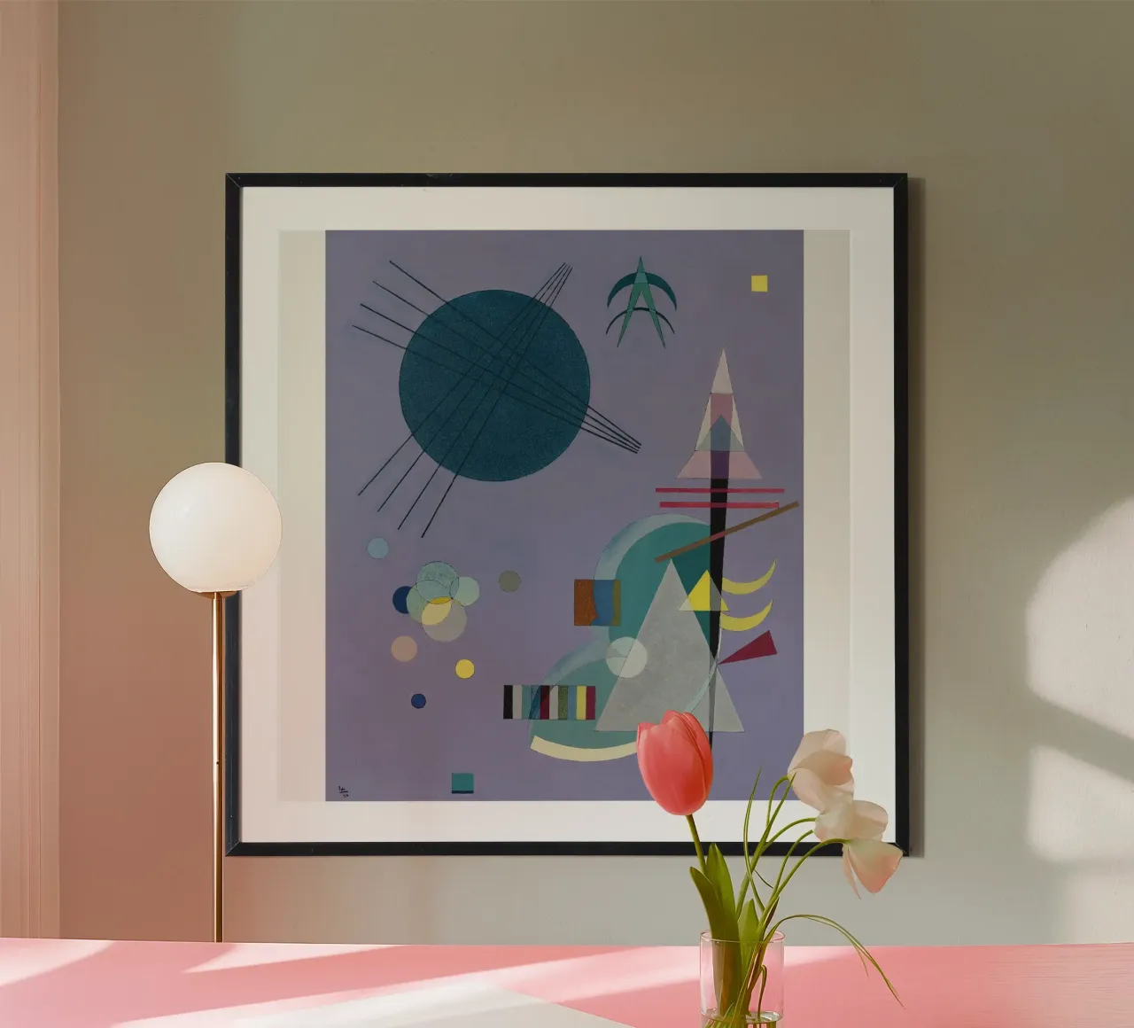 Wassily Kandinsky - Violet Green- Abstract Art Poster mit Kunststoffrahmen von Aesthetic Muse