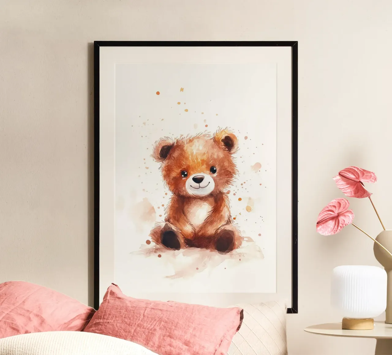 orsacchiotto di peluche carino orso marrone poster con telaio in legno da Thomas Weber