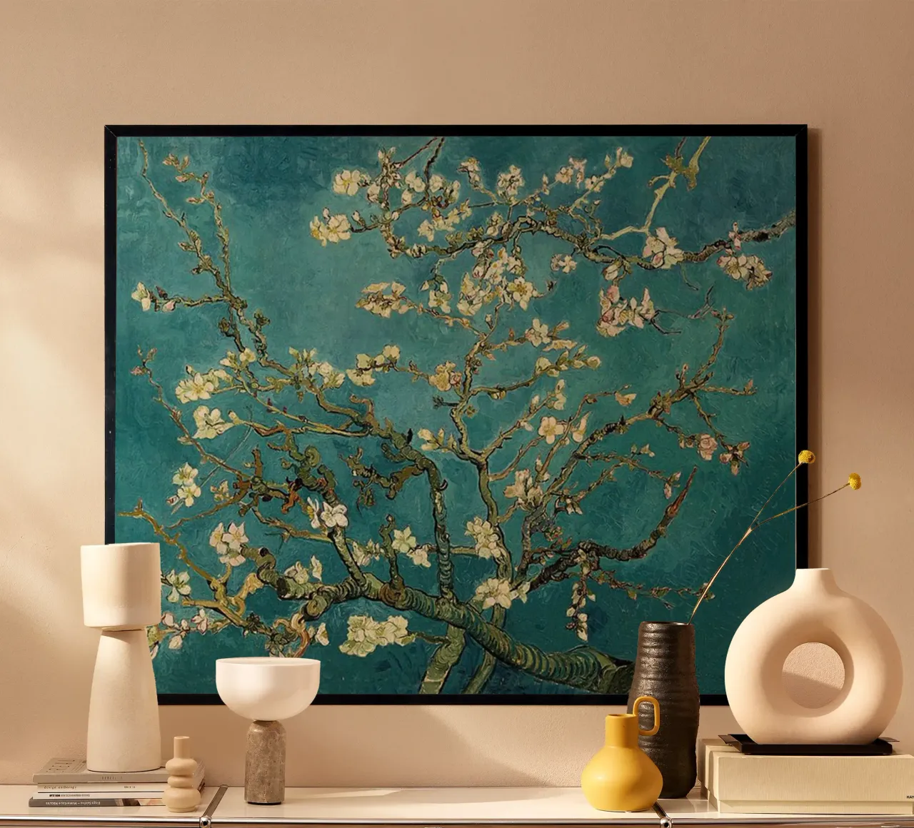 mandorli in fiore all'inizio della stagione poster con telaio in plastica da Piper Shop Oke
