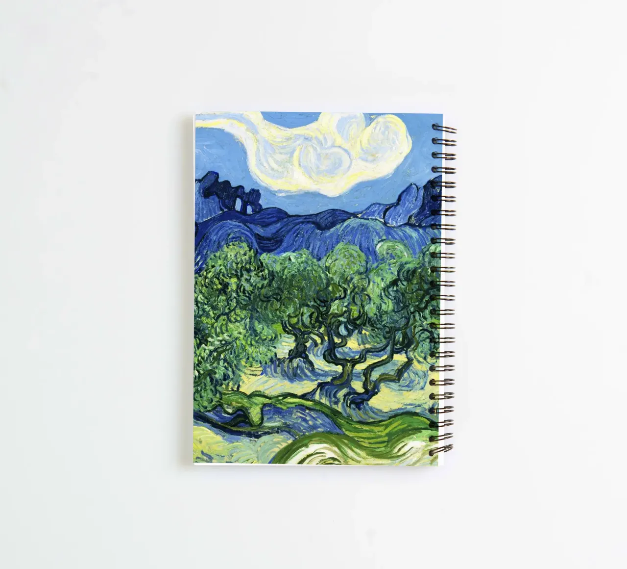 Olive Trees with the Alpilles in the Background by Vincent v spiral notebook by Classic Art Prints