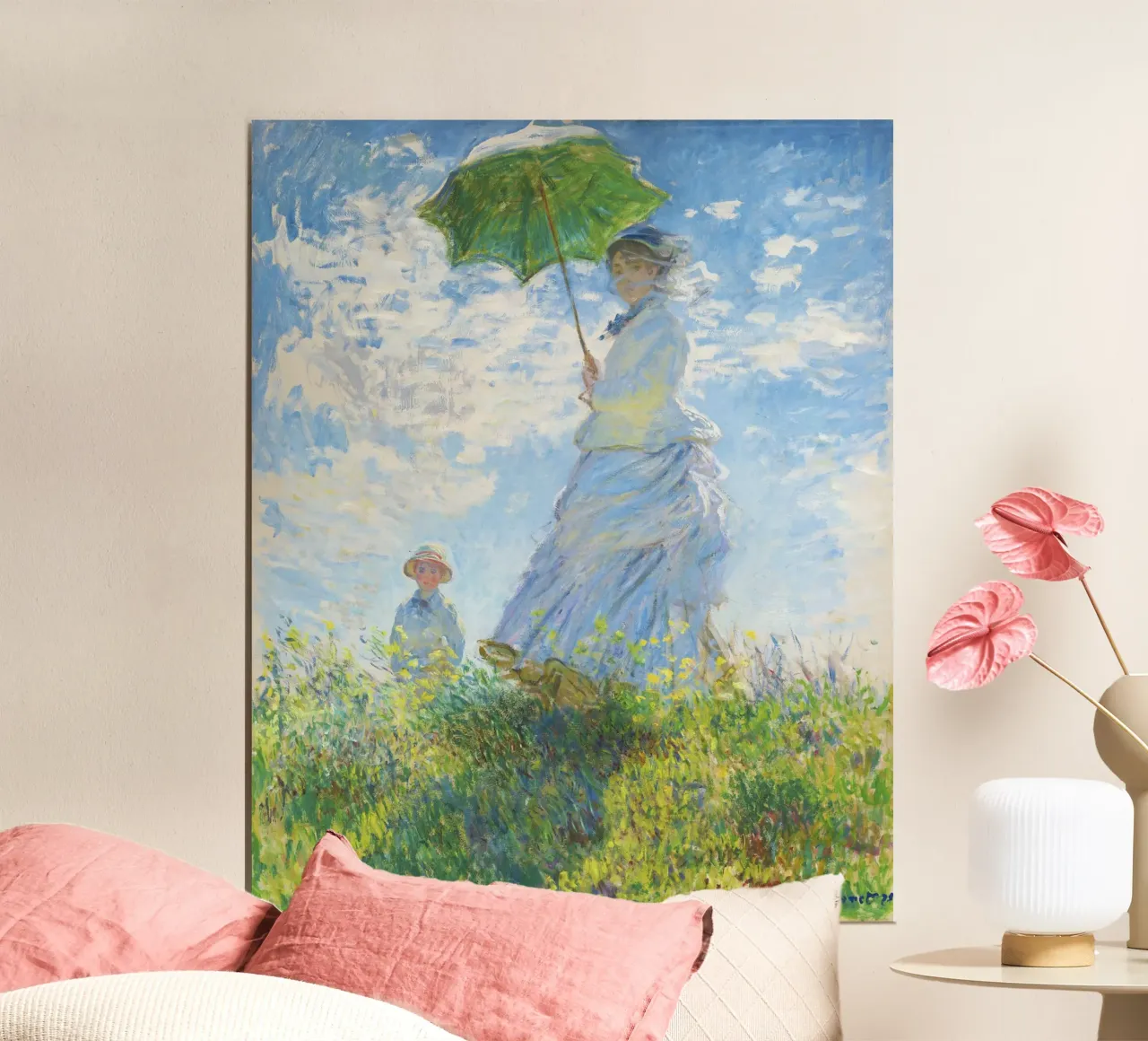 Donna con ombrellino di Claude Monet (1875) poster con telaio in legno da Classic Art Prints