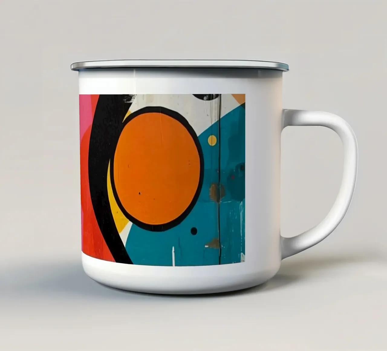 Pittura astratta con forme geometriche e pittura gocciolante tazza in smalto da DesignDoodle