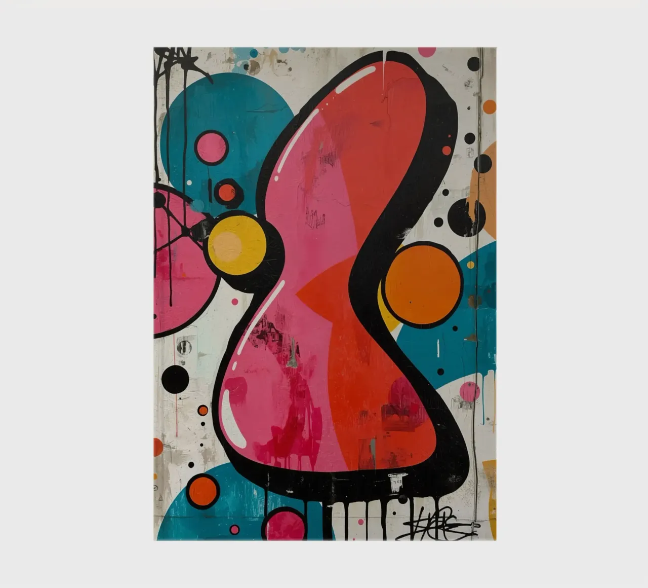 Abstract Painting with Geometric Shapes and Dripping Paint notebook by DesignDoodle