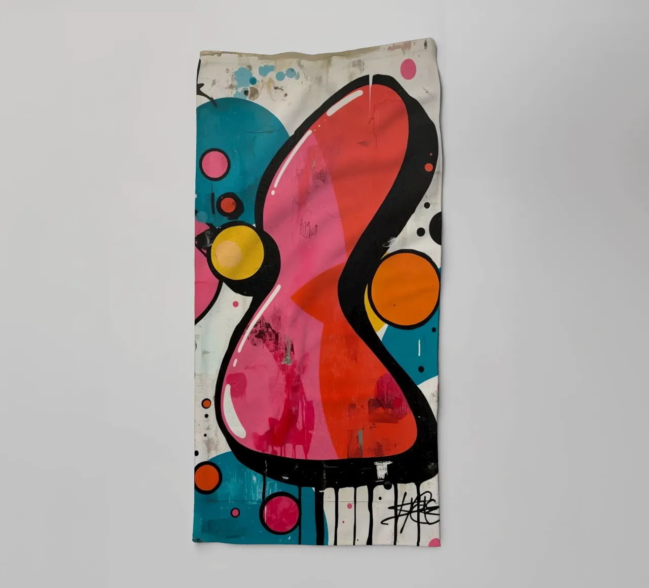 Abstract Painting with Geometric Shapes and Dripping Paint towel by DesignDoodle
