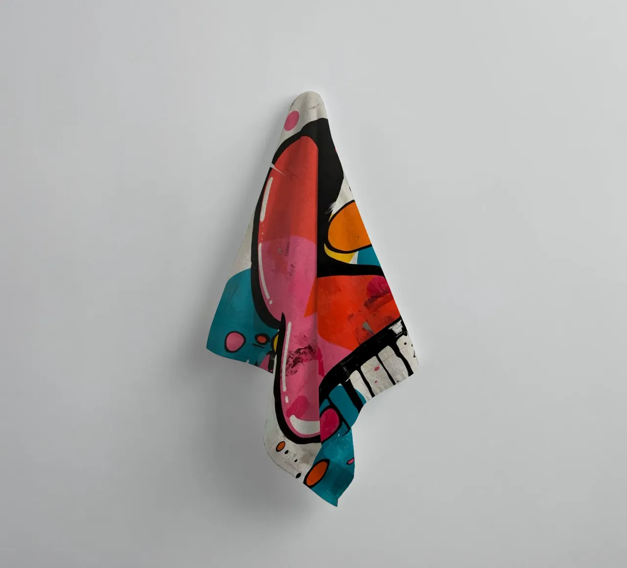 Abstract Painting with Geometric Shapes and Dripping Paint towel by DesignDoodle