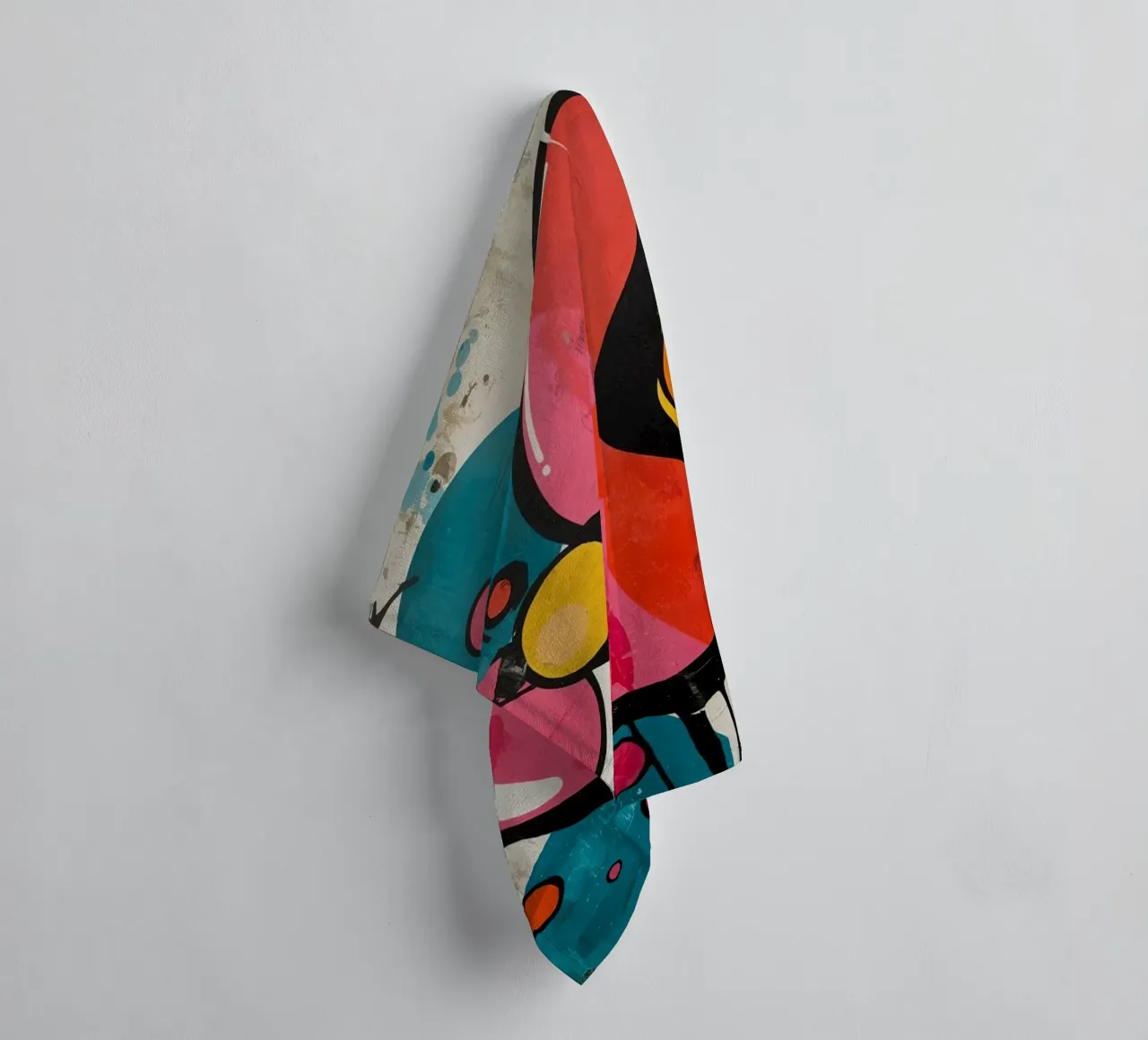 Abstract Painting with Geometric Shapes and Dripping Paint towel by DesignDoodle