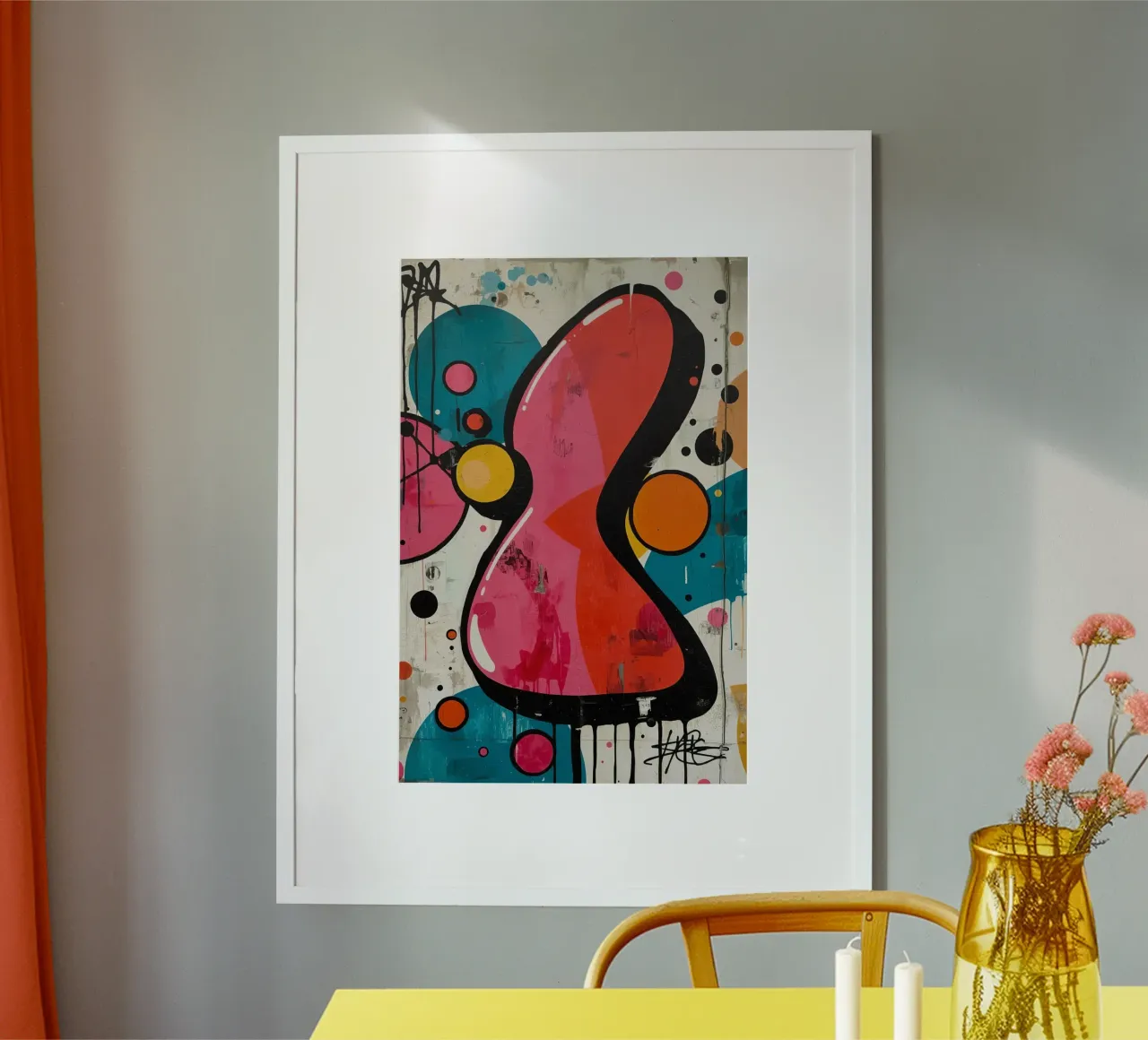 Pittura astratta con forme geometriche e pittura gocciolante poster da DesignDoodle