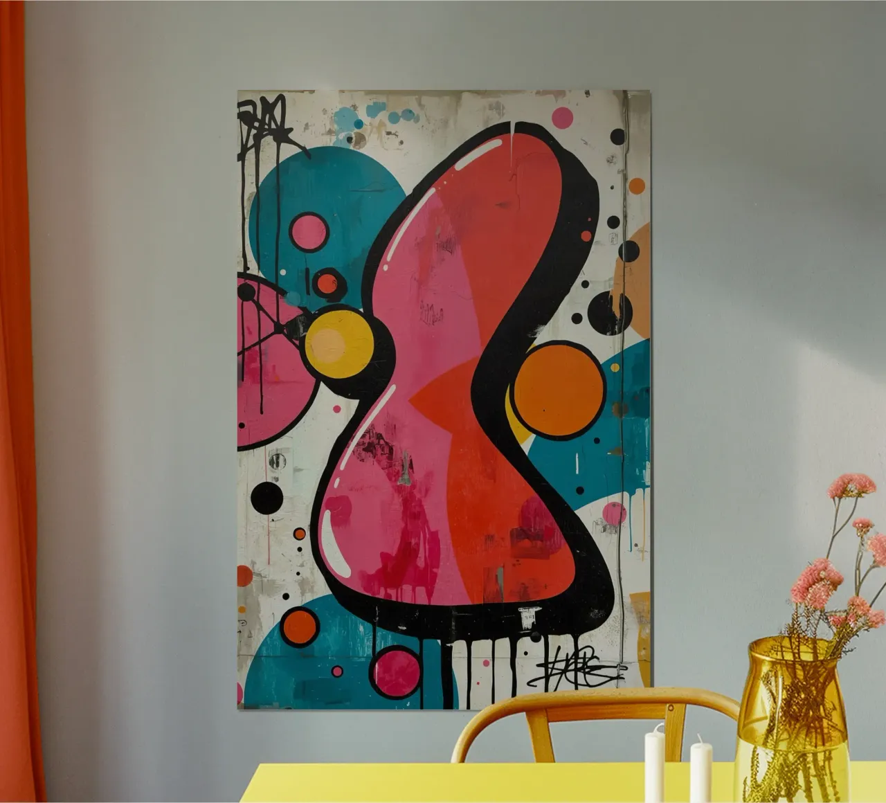 Pittura astratta con forme geometriche e pittura gocciolante poster da DesignDoodle