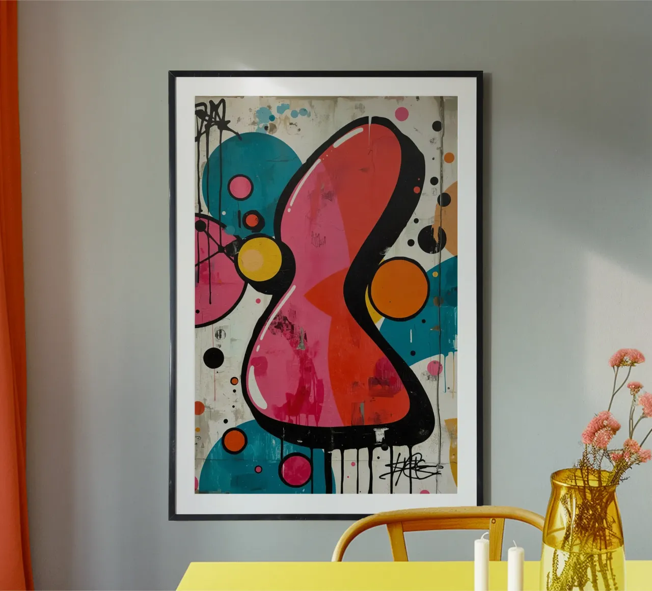 Pittura astratta con forme geometriche e pittura gocciolante poster da DesignDoodle