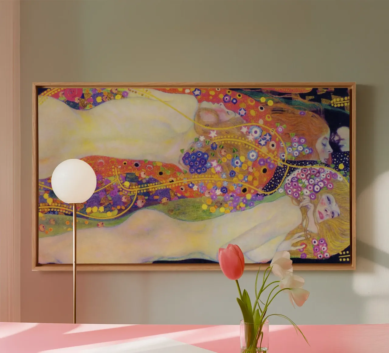 Serpenti d'acqua II di Gustav Klimt (1907) tela con Cornice a cassetta da Venus Art