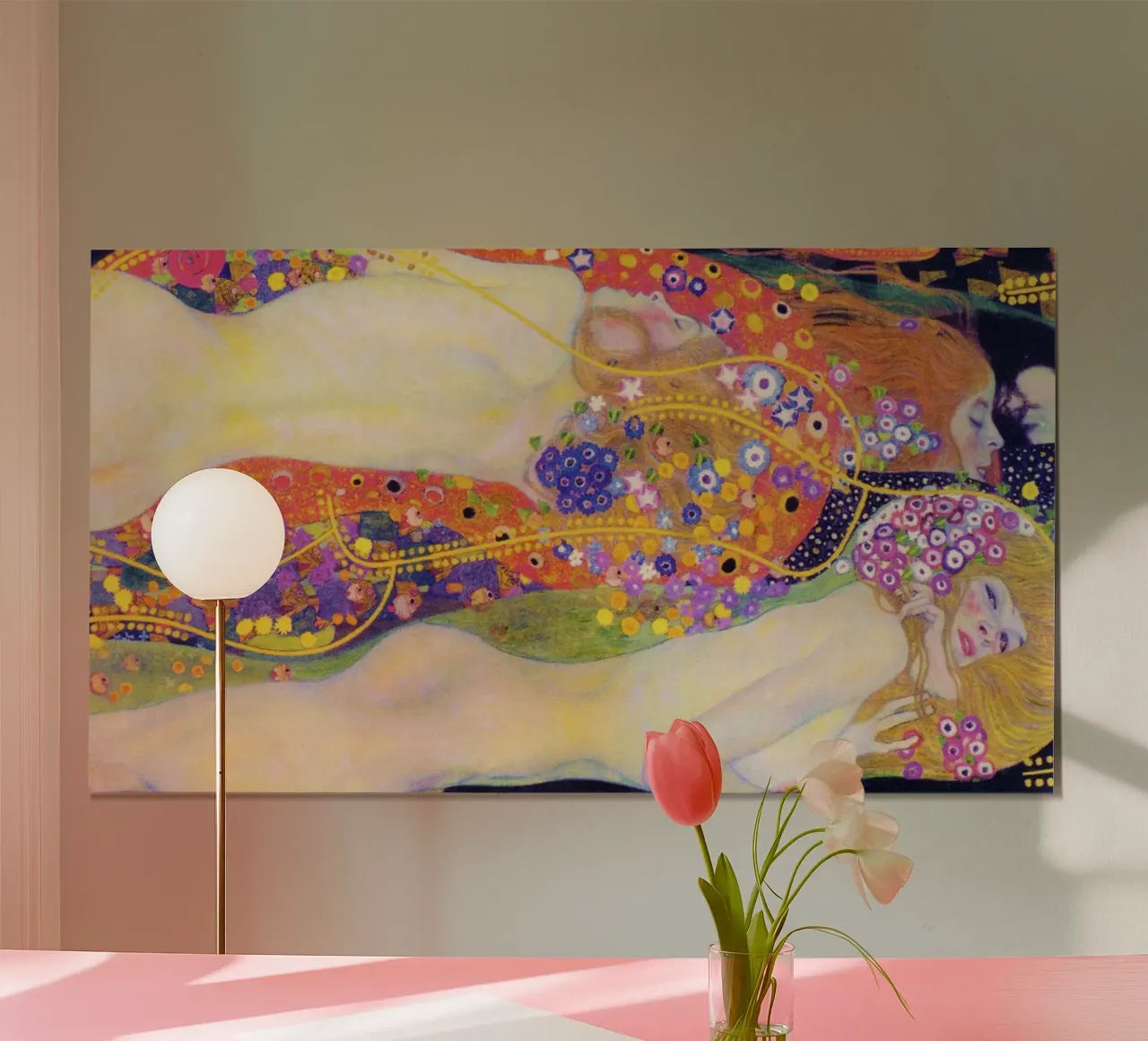 Serpenti d'acqua II di Gustav Klimt (1907) poster con telaio in plastica da Venus Art