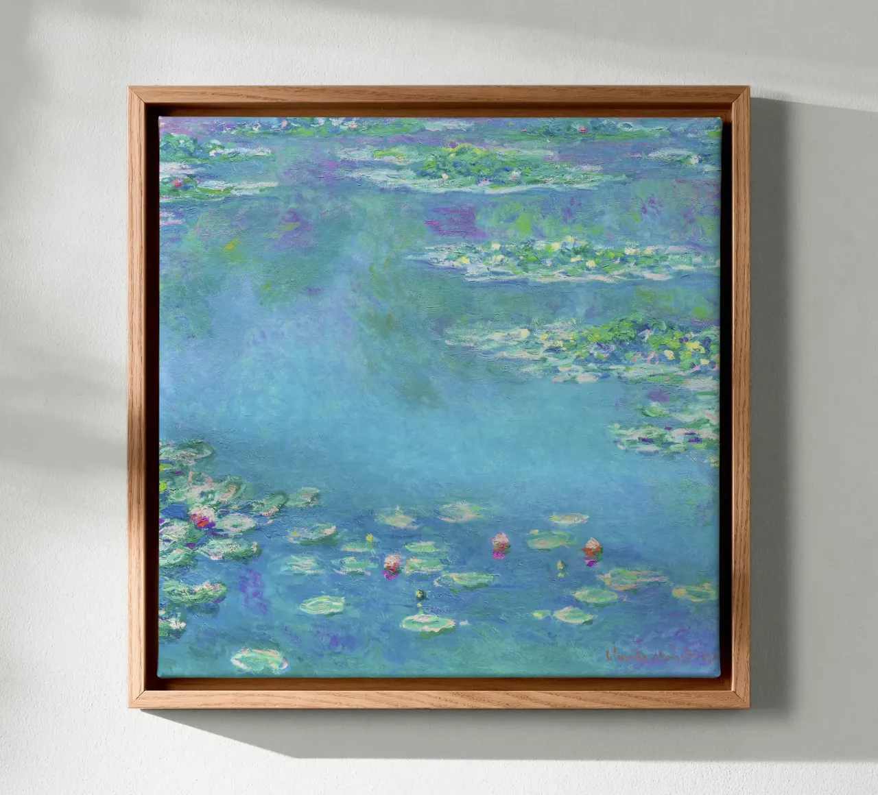 Ninfee di Claude Monet (1840-1926) tela con Cornice a cassetta da Venus Art