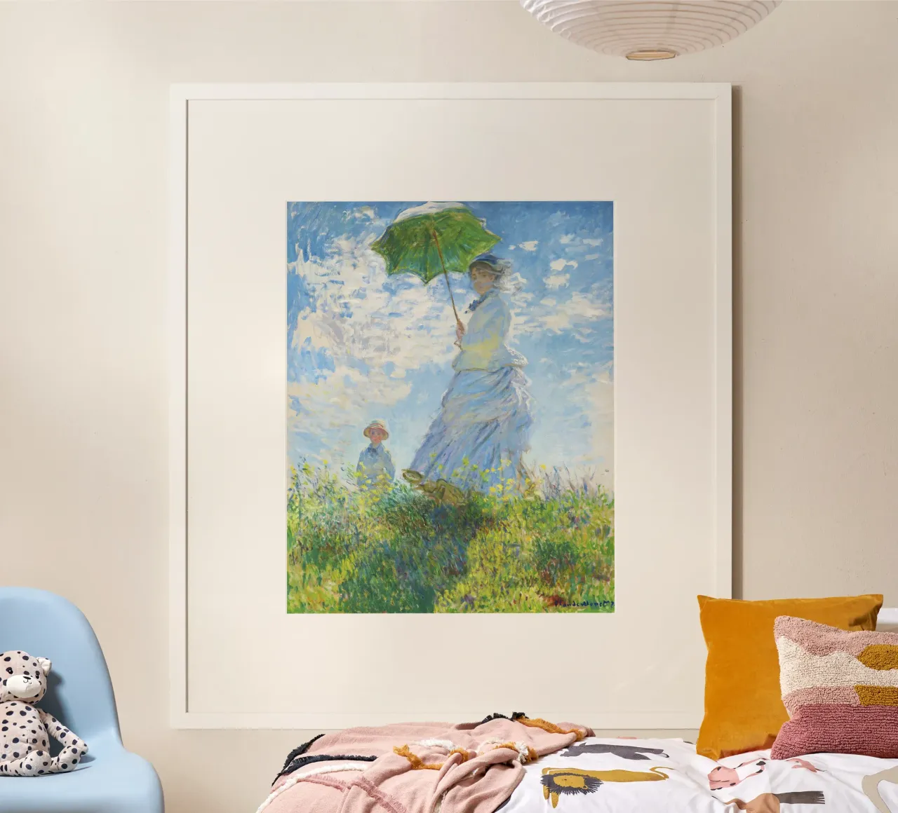 Donna con ombrellino di Claude Monet (1875) poster con telaio in plastica da Venus Art