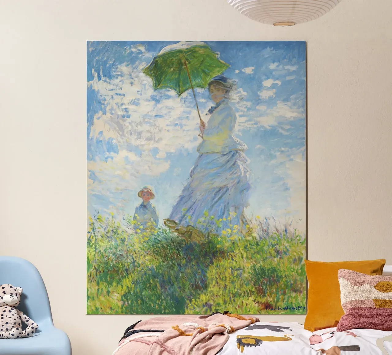 Donna con ombrellino di Claude Monet (1875) poster con telaio in plastica da Venus Art