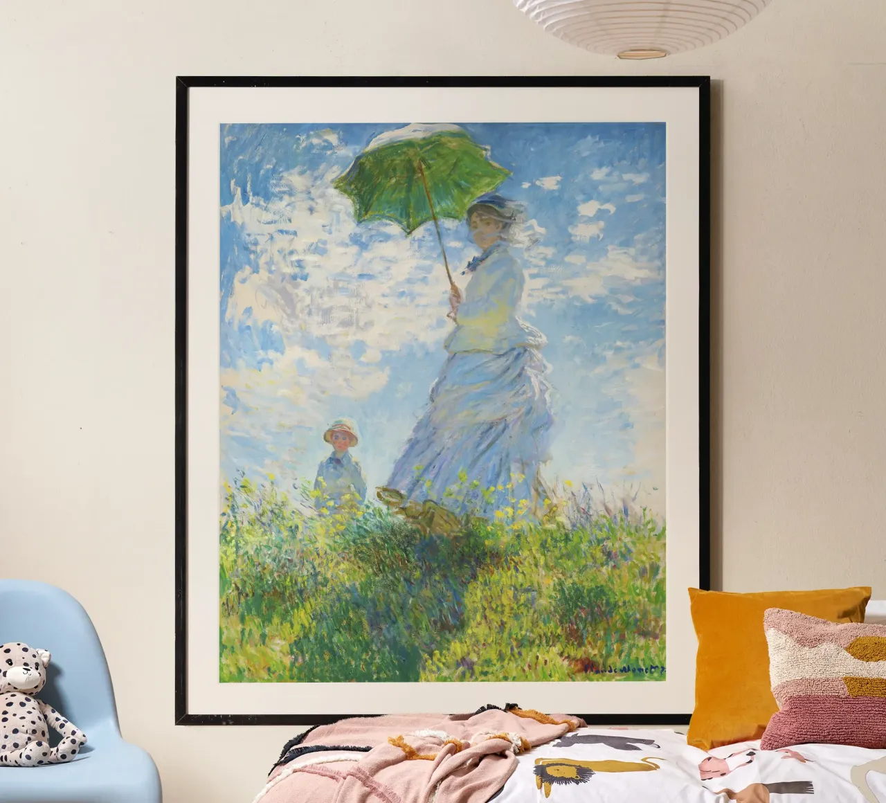 Donna con ombrellino di Claude Monet (1875) poster con telaio in plastica da Venus Art