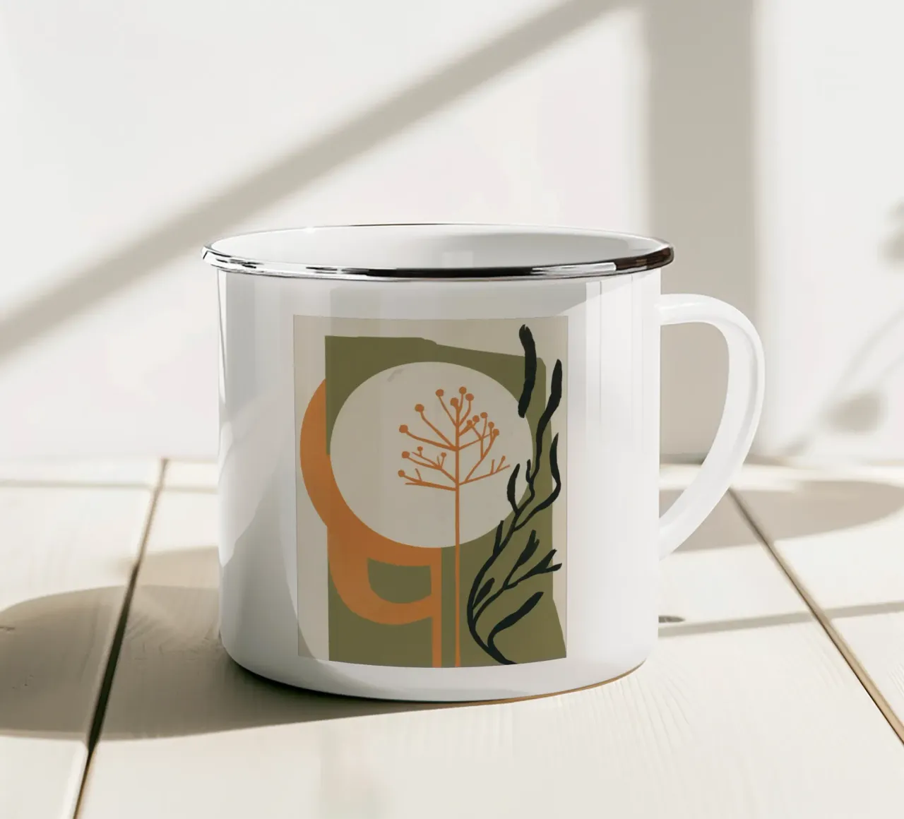 Pianta solare astratta tazza in smalto da Lyra Glaze