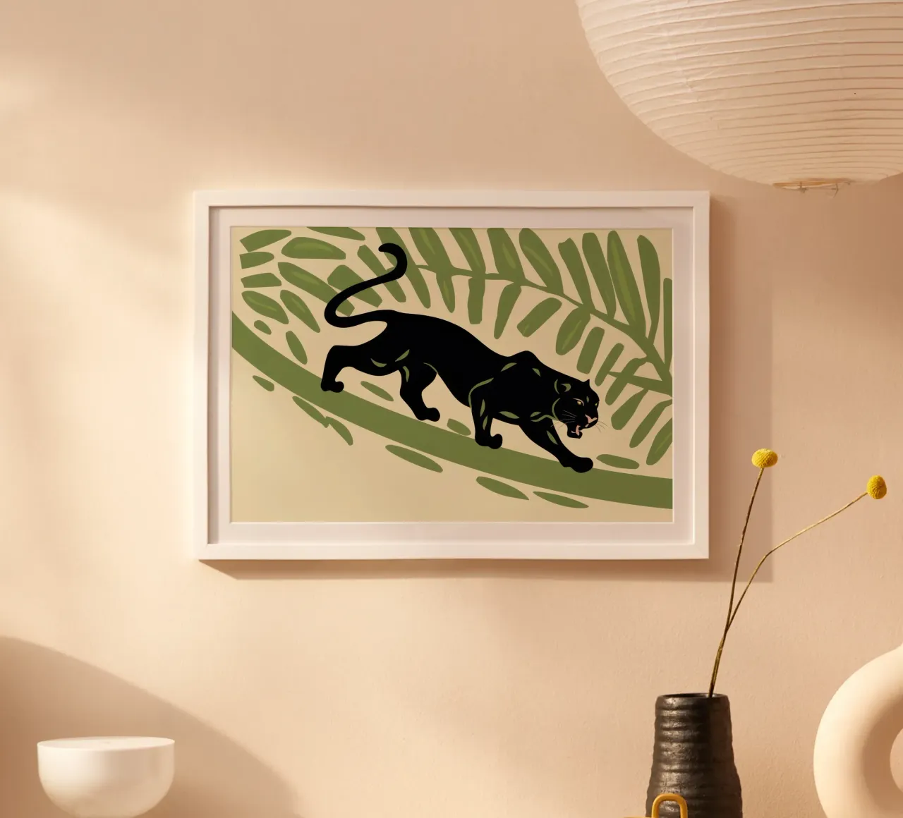 Pantera Nera in agguato poster con telaio in alluminio da Lyra Glaze