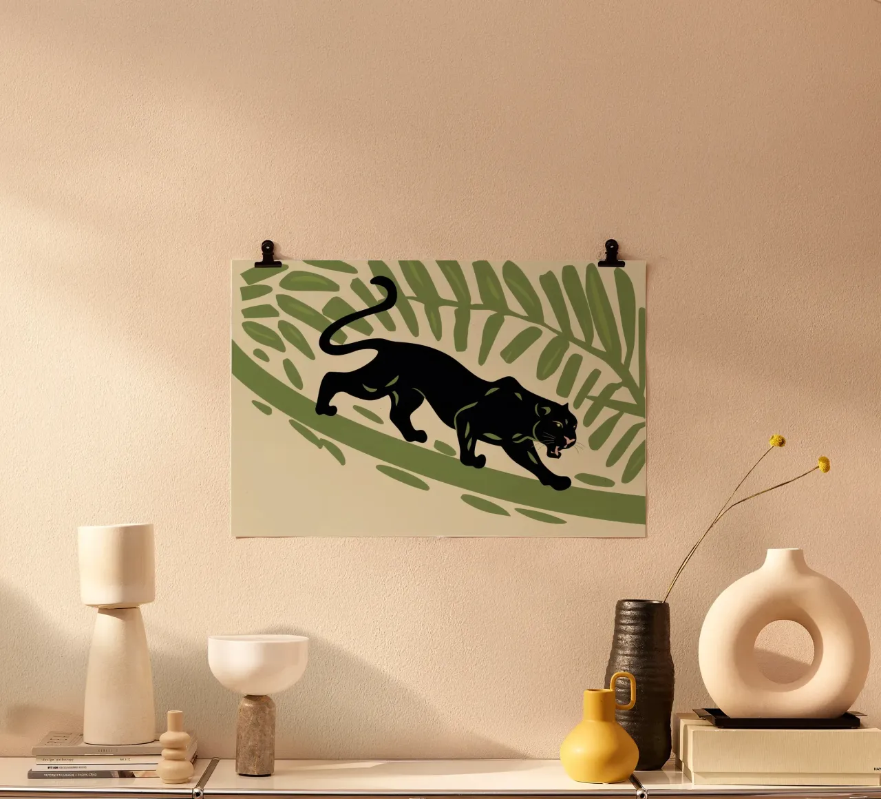 Pantera Nera in agguato poster con telaio in alluminio da Lyra Glaze