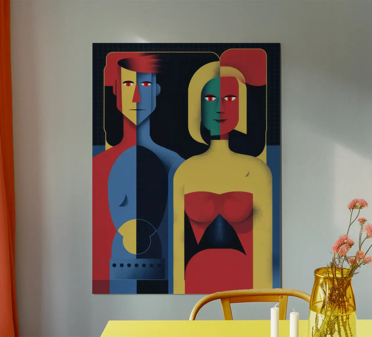 Triplo ritratto di dea poster con telaio in alluminio da Astra Mist
