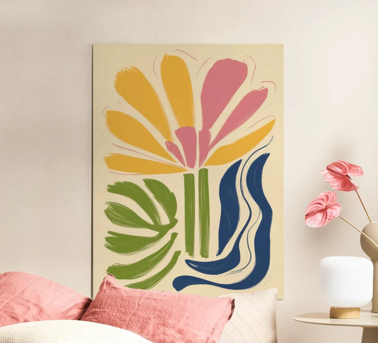 Forme di fioritura pastello poster con telaio in alluminio da Bara Suara
