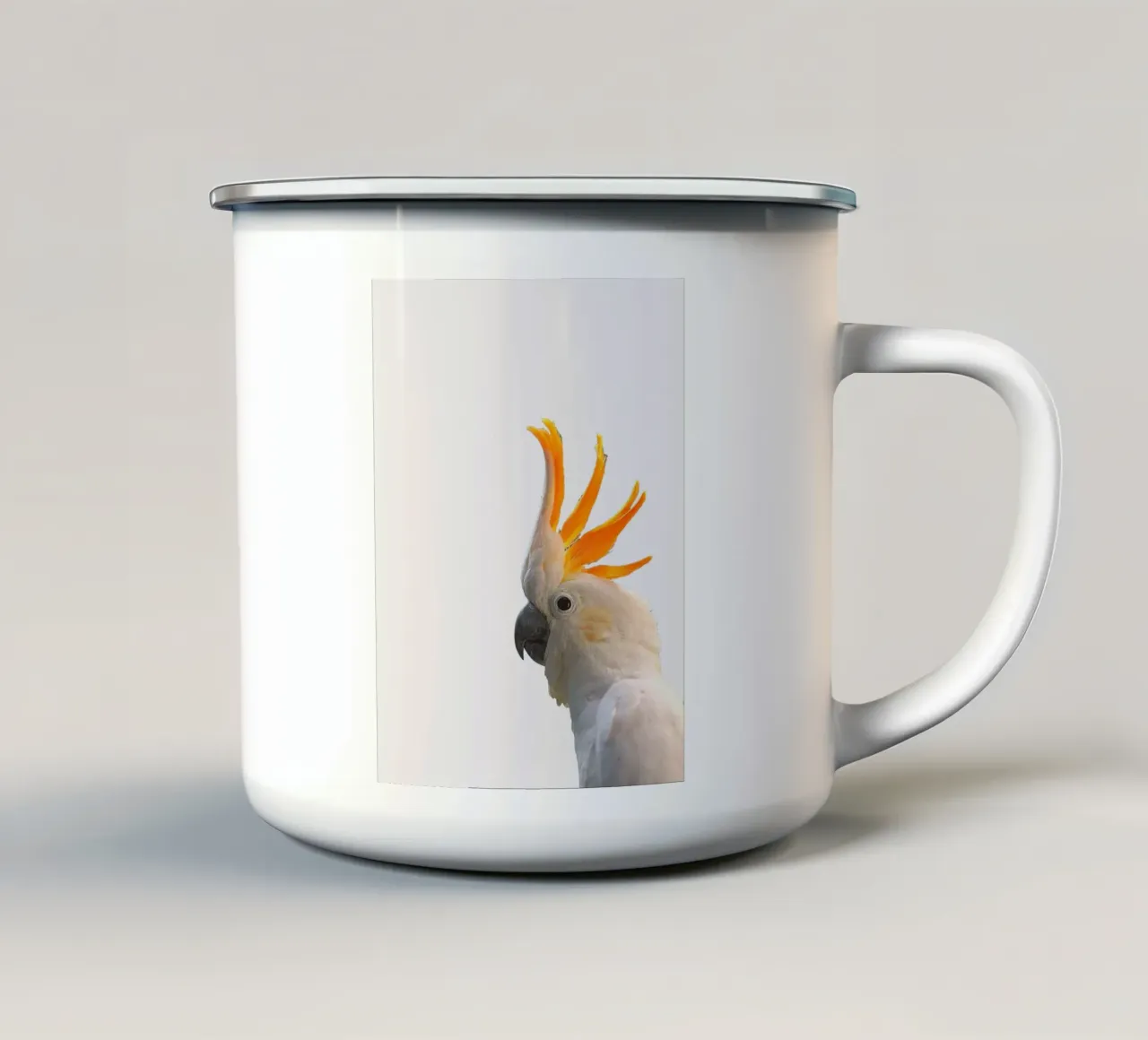 White Parrot tazza in smalto da Musadad Shop