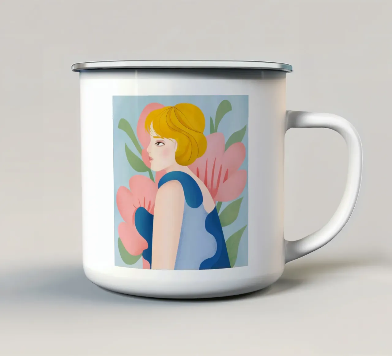 Donna in sogno floreale tazza in smalto da Lyra Glaze