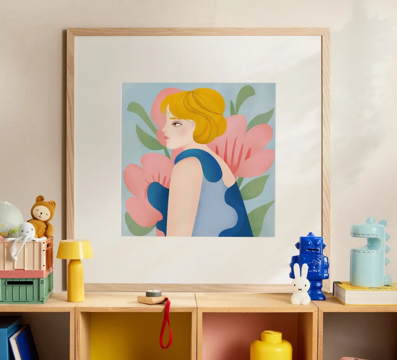 Donna in sogno floreale poster con telaio in alluminio da Lyra Glaze