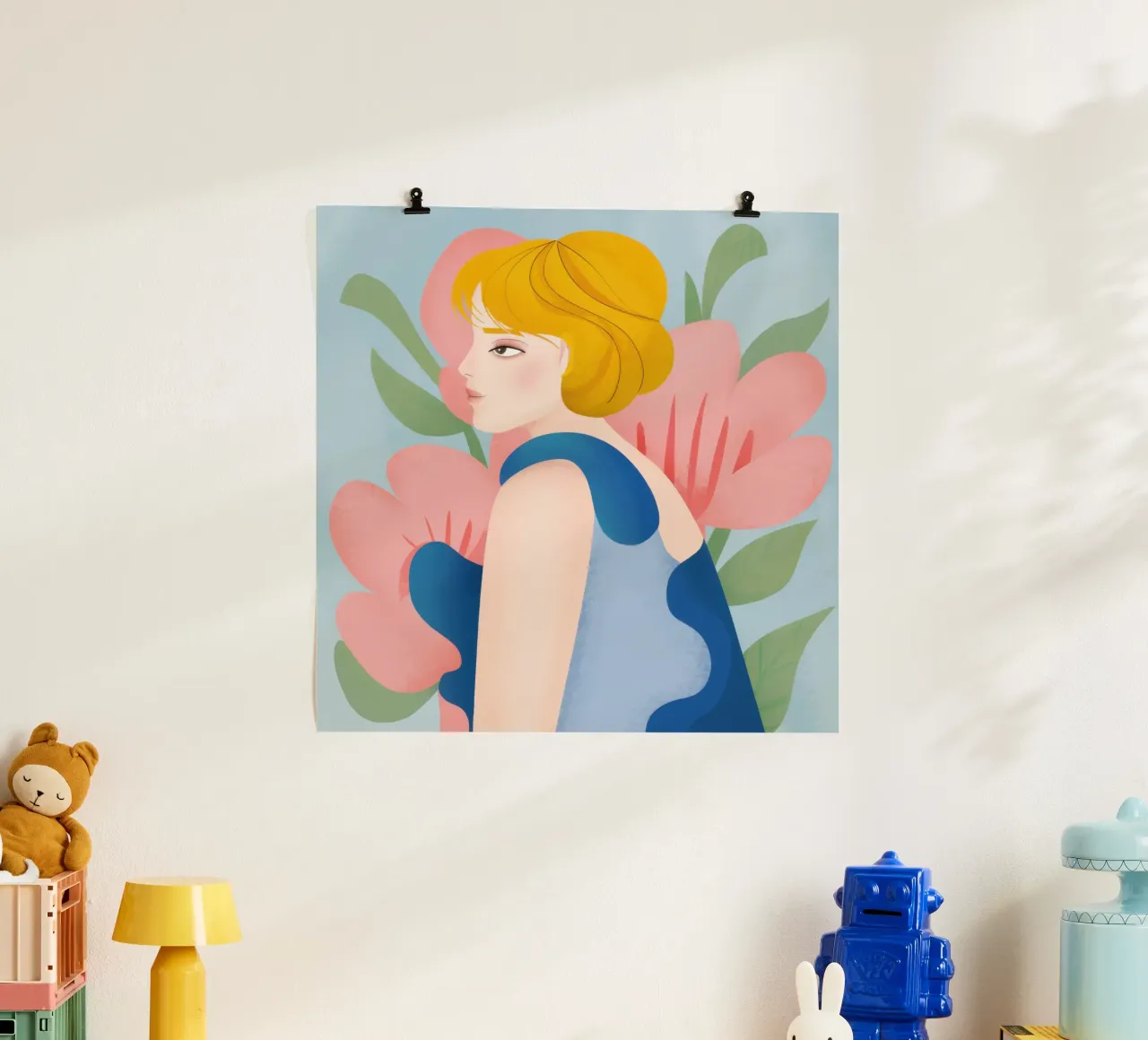 Donna in sogno floreale poster con telaio in alluminio da Lyra Glaze