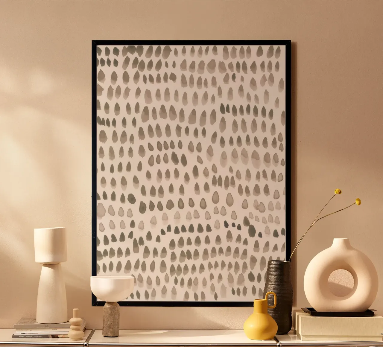 painted dots light brown carta hahnemühle da IRIS LEHNHARDT FINE ART