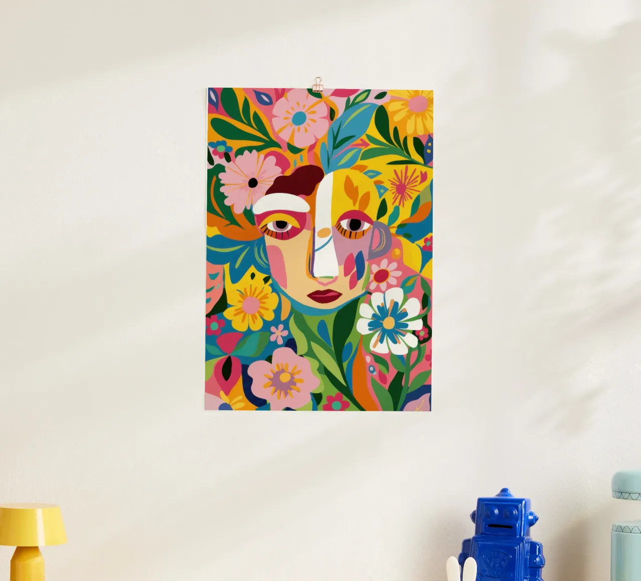 Volto di donna caleidoscopico poster con telaio in alluminio da Astra Mist