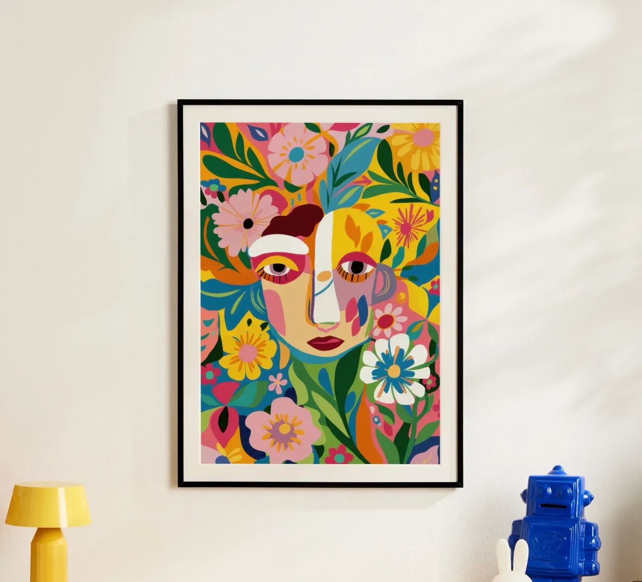 Volto di donna caleidoscopico poster con telaio in alluminio da Astra Mist