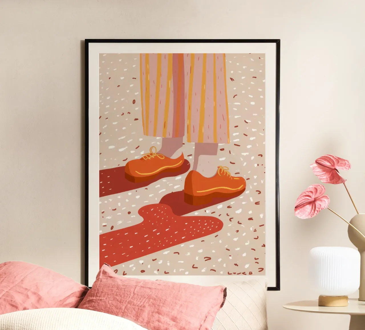 Terrazzo Step Forward poster con telaio in legno da Astra Mist