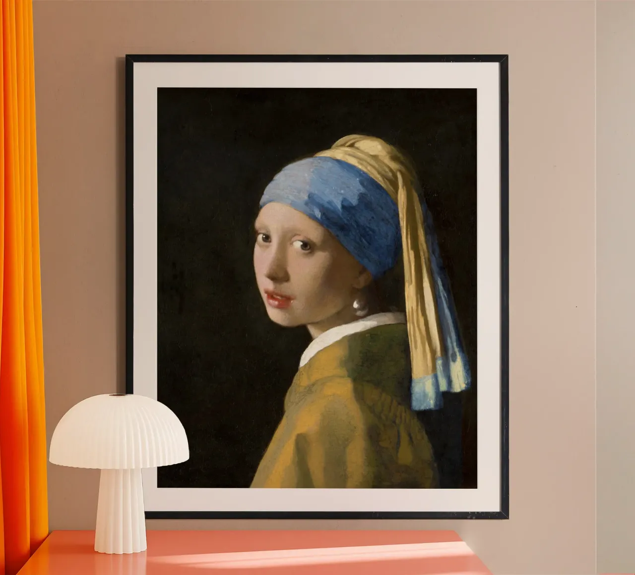 La ragazza con l'orecchino di perla di Johannes Vermeer poster con telaio in alluminio da Classic Art Prints