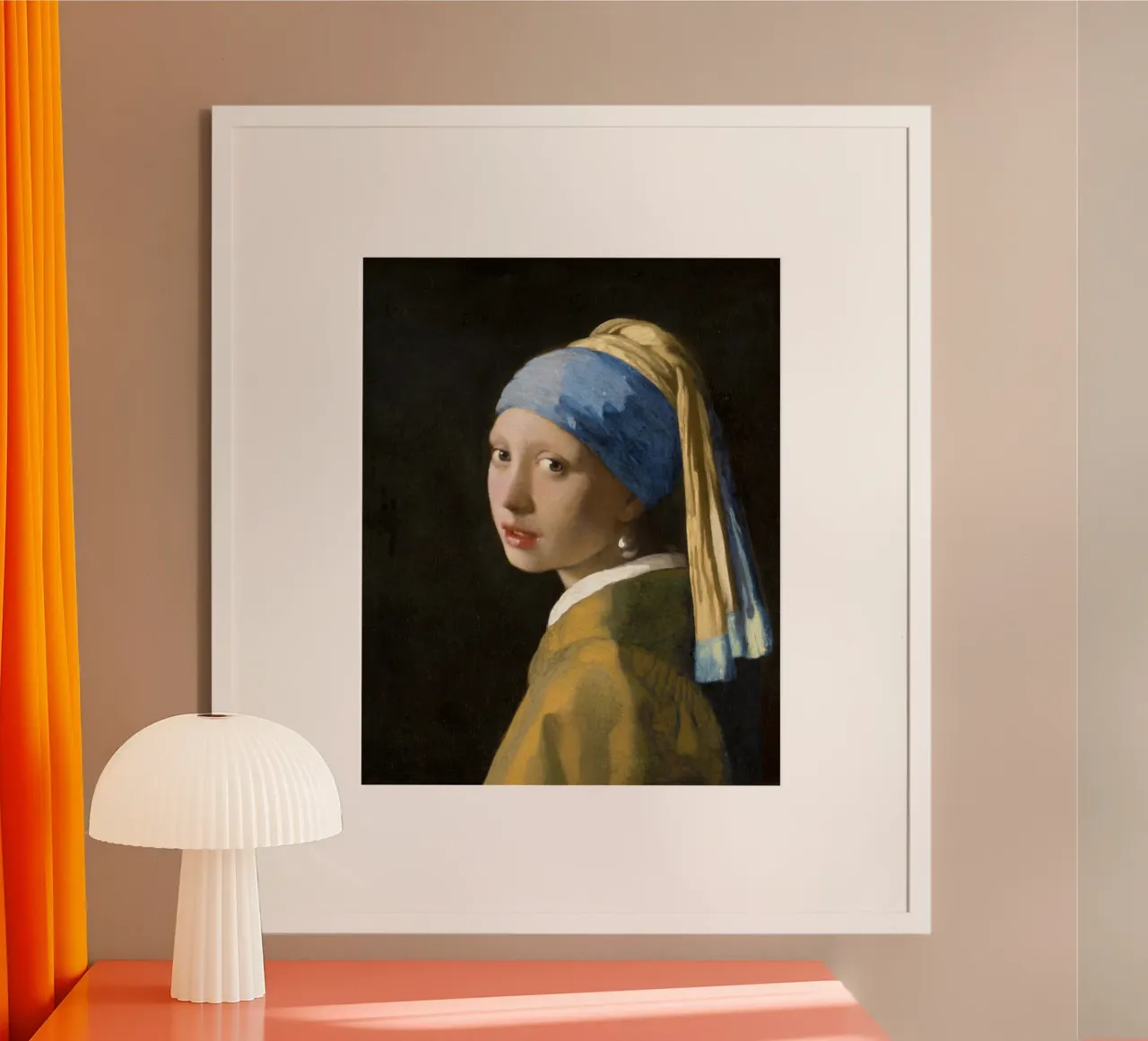 La ragazza con l'orecchino di perla di Johannes Vermeer poster con telaio in alluminio da Classic Art Prints