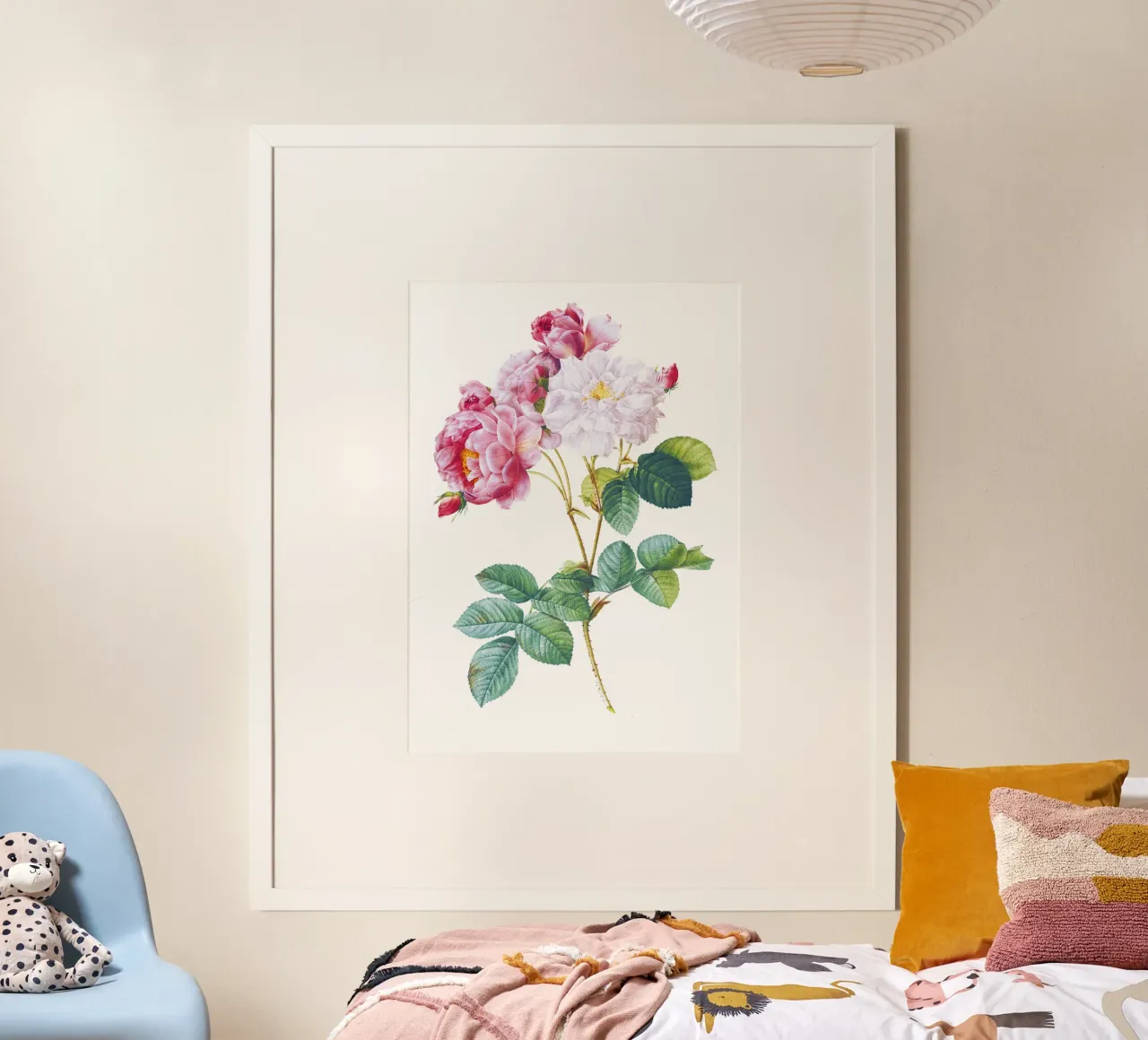 Rosa × damascena (Rosaio) da Les Roses di Pierre-Joseph poster con telaio in legno da Classic Art Prints