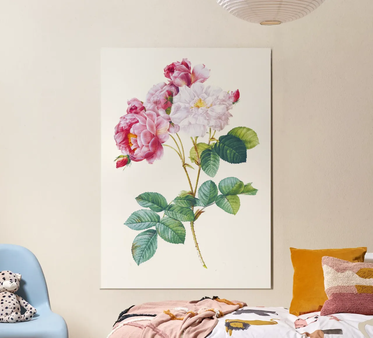 Rosa × damascena (Rosaio) da Les Roses di Pierre-Joseph poster con telaio in legno da Classic Art Prints