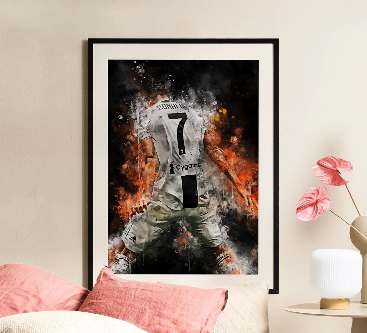 Cristiano Ronaldo Juventus poster con telaio in plastica da MasterInkArt