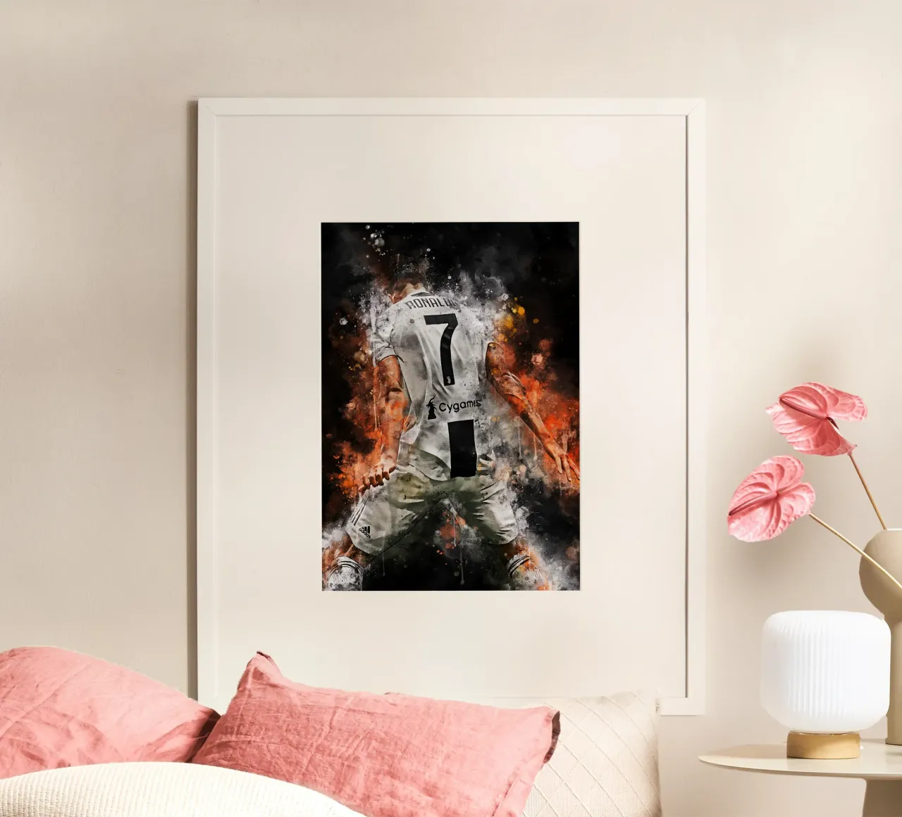 Cristiano Ronaldo Juventus poster con telaio in plastica da MasterInkArt