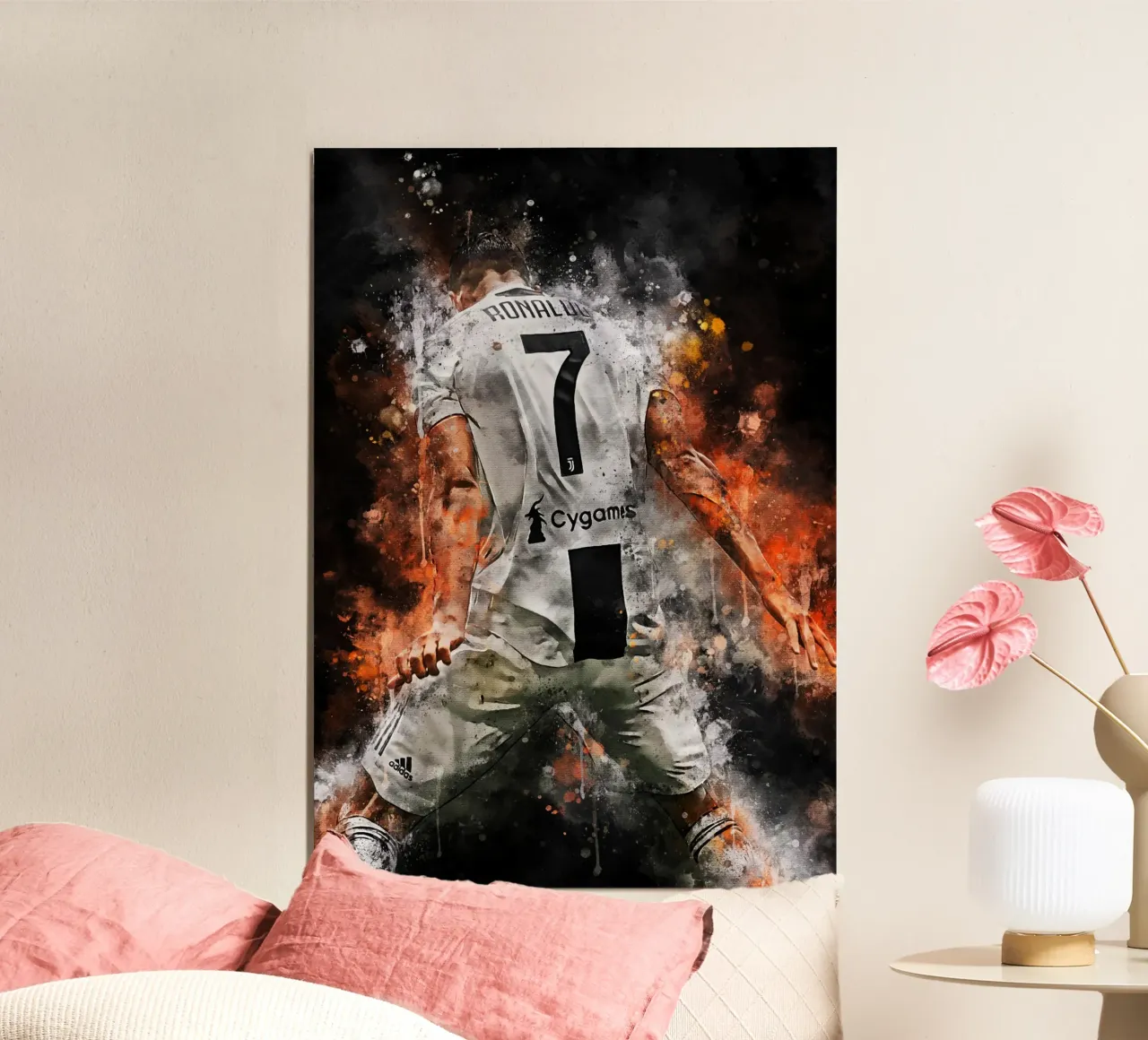 Cristiano Ronaldo Juventus poster con telaio in plastica da MasterInkArt