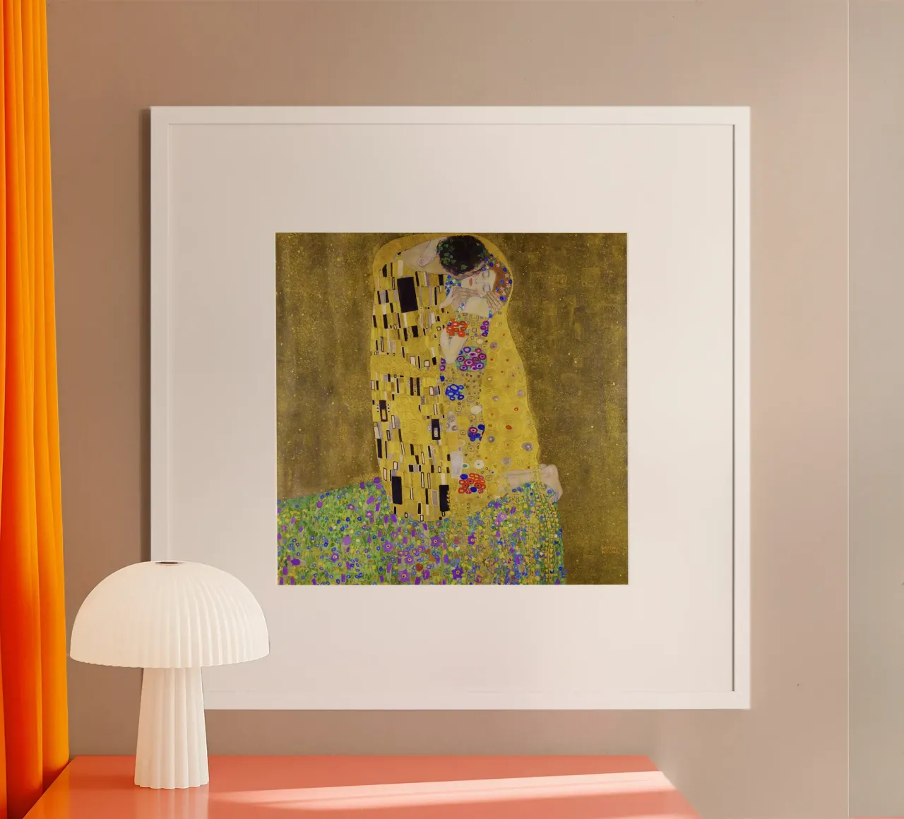 Il bacio di Gustav Klimt (1907-1908) poster con telaio in legno da Classic Art Prints