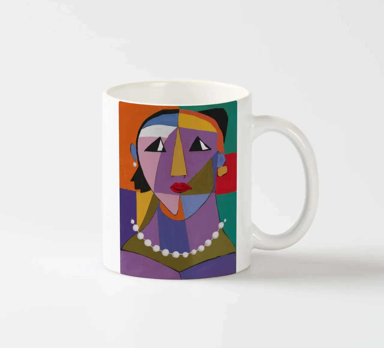 Ritratto geometrico con perle tazza in ceramica da Snow Mist