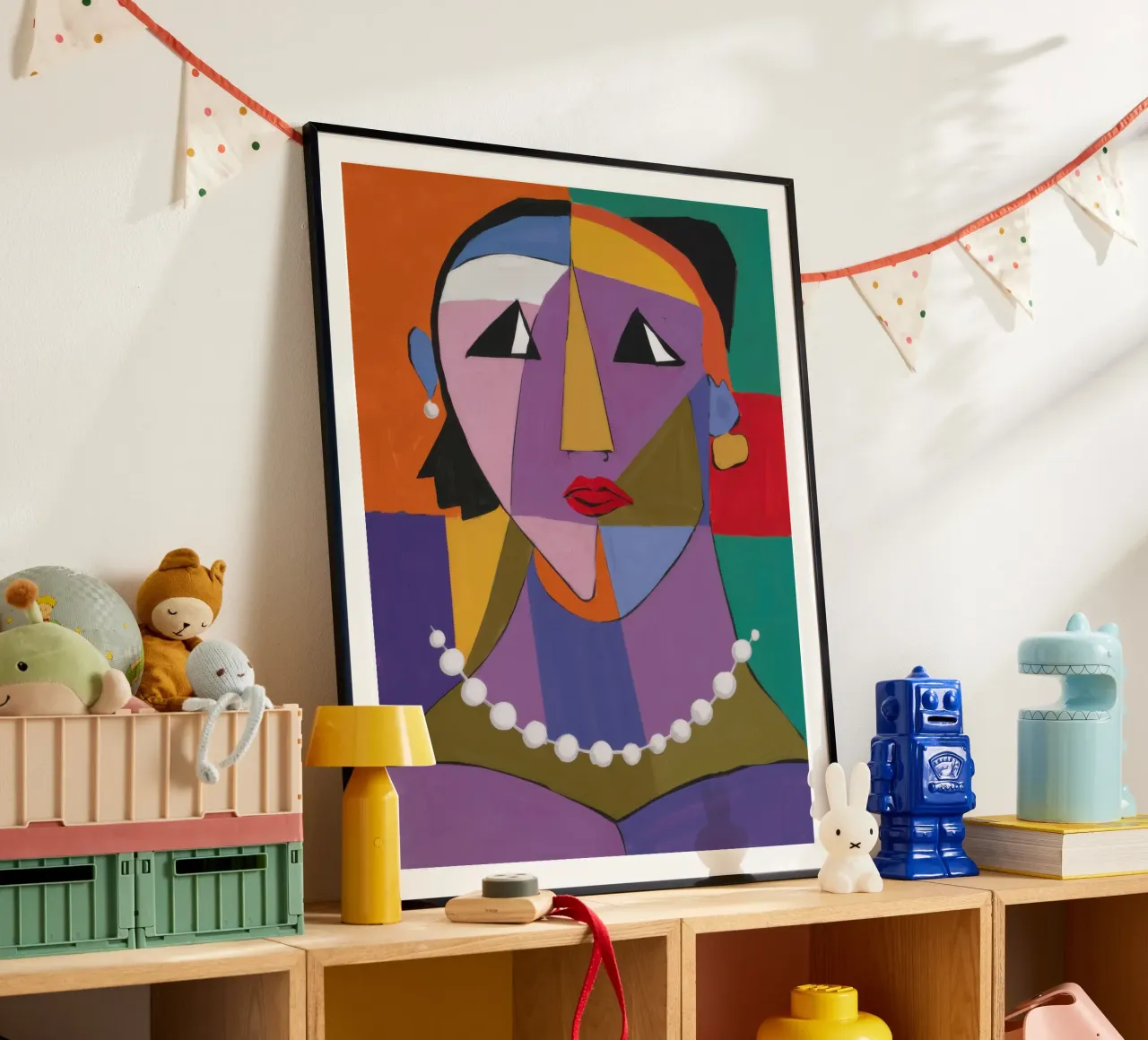 Ritratto geometrico con perle poster da Snow Mist