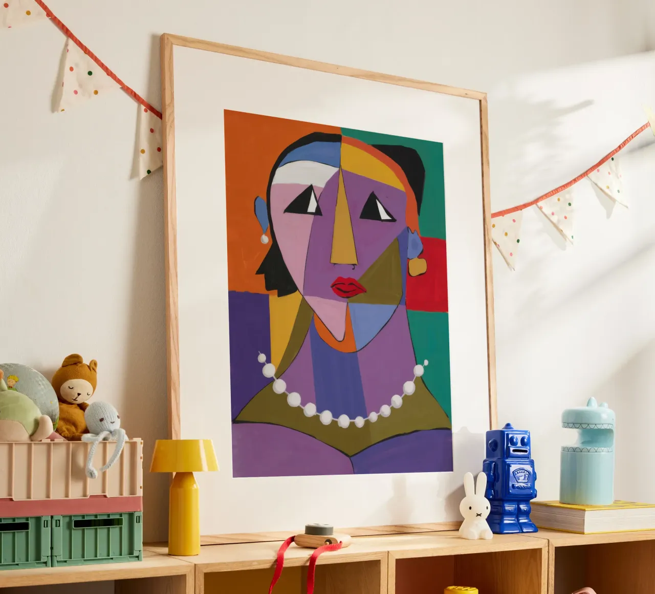 Ritratto geometrico con perle poster da Snow Mist