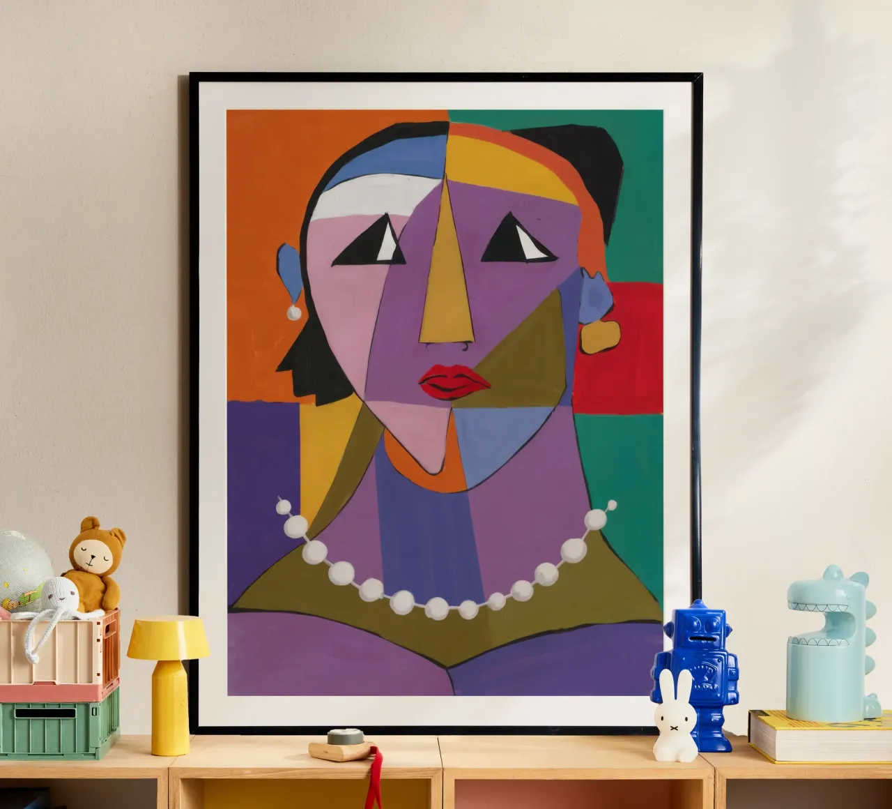 Ritratto geometrico con perle poster da Snow Mist