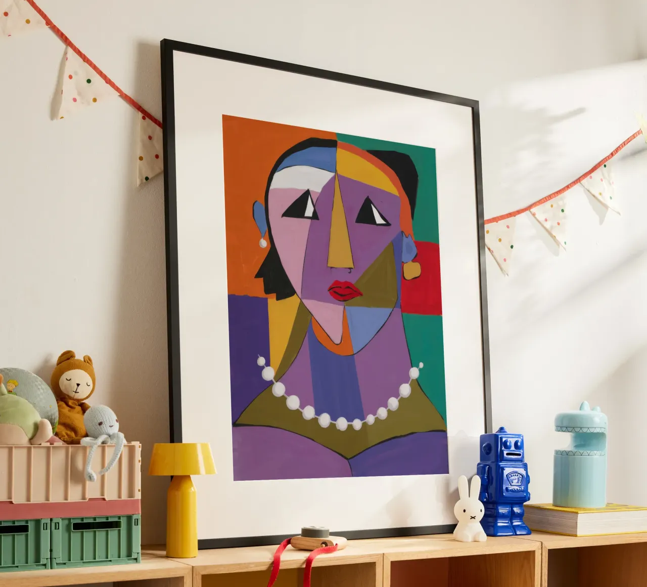 Ritratto geometrico con perle poster da Snow Mist