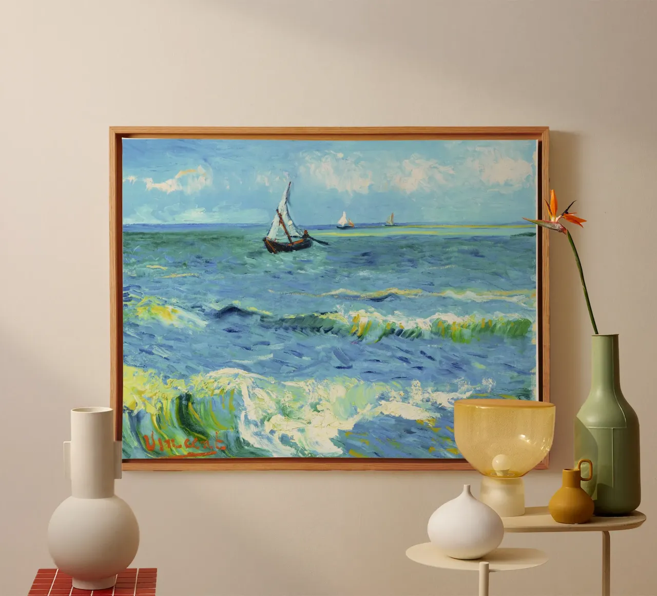 Barche da pesca sulla spiaggia di Les Saintes-Maries-de-la-Mer b tela con Cornice a cassetta da Classic Art Prints