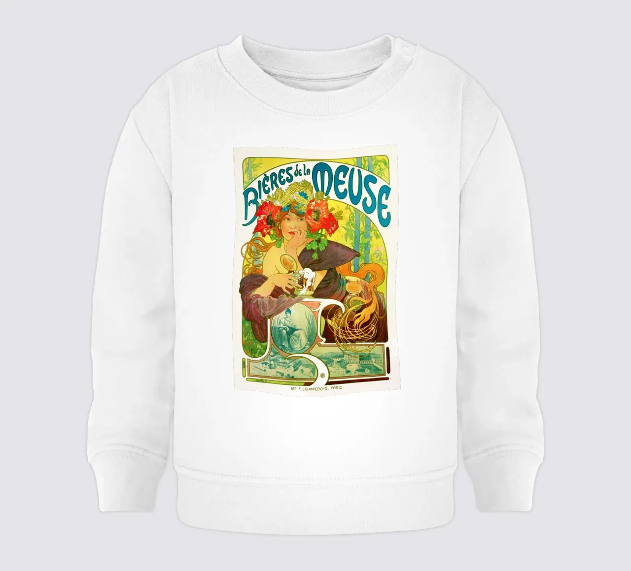 Bières de la Meuse di Alphonse Mucha felpa neonato da Venus Art
