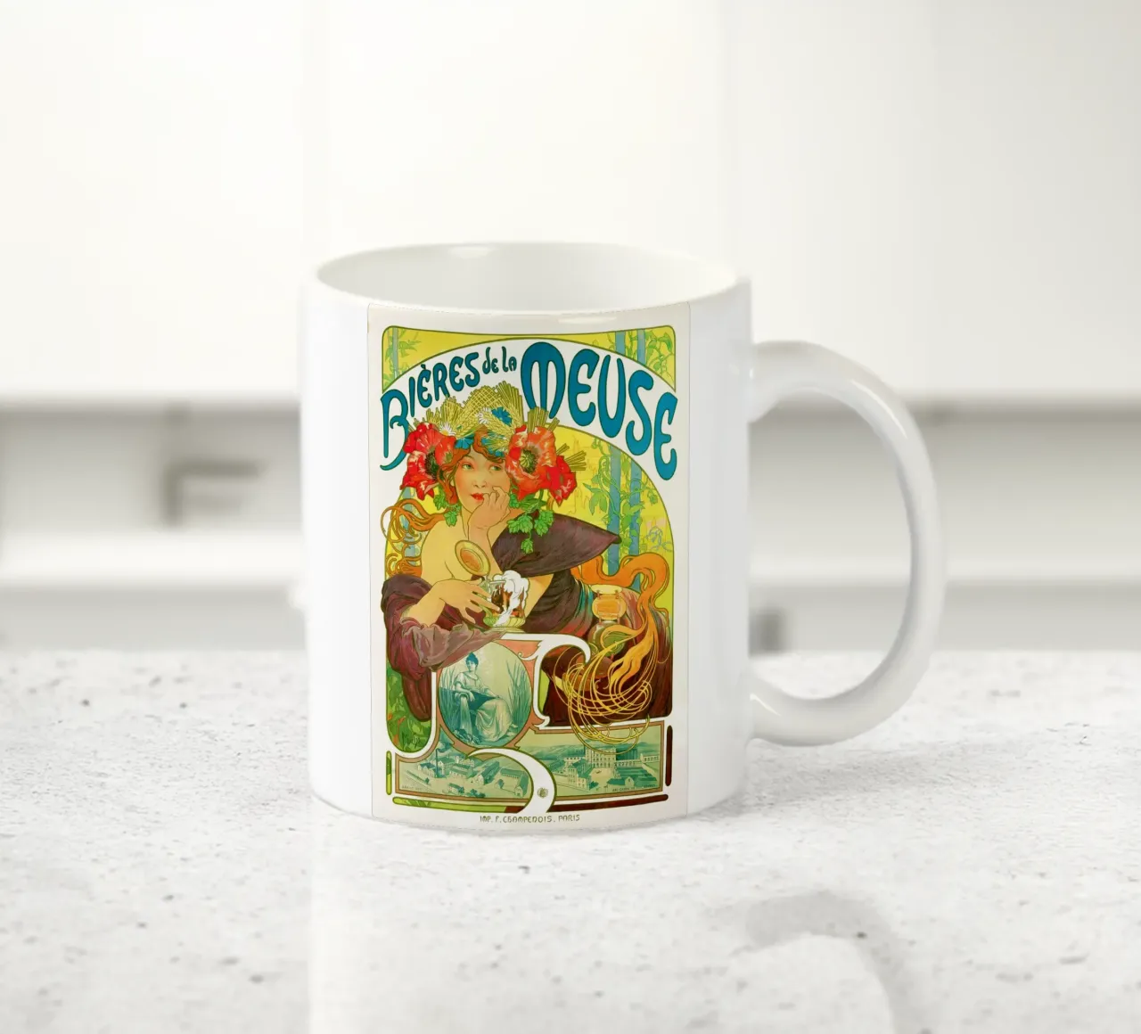 Bières de la Meuse di Alphonse Mucha tazza in ceramica da Venus Art