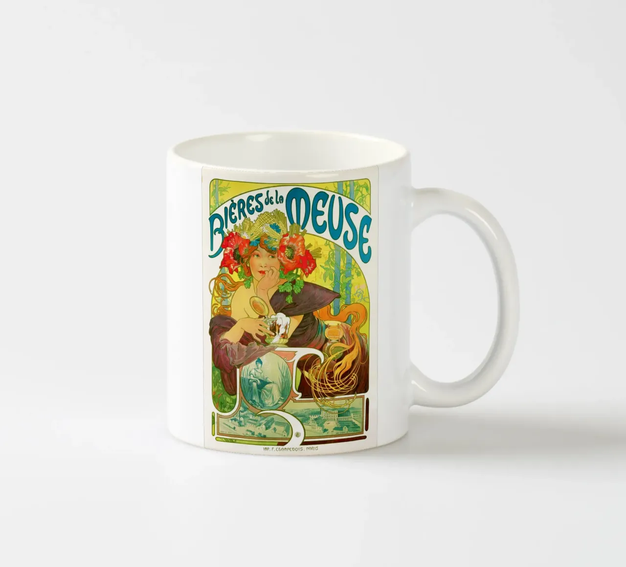 Bières de la Meuse di Alphonse Mucha tazza in ceramica da Venus Art
